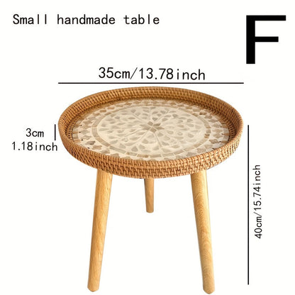 Scandinavian Rattan Side Table - Elin-Green-A-Nora Luxe