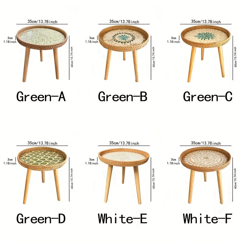 Scandinavian Rattan Side Table - Elin-Green-A-Nora Luxe