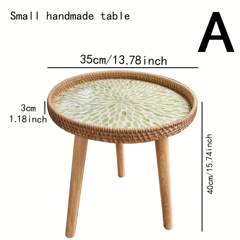 Scandinavian Rattan Side Table - Elin-Green-A-Nora Luxe