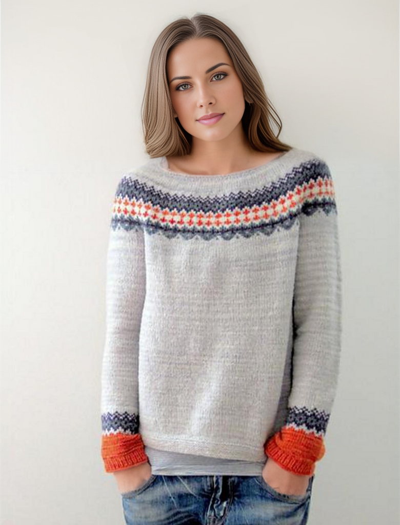 Fashionable Nordic Knit Sweater with Colorful Design - Pexav