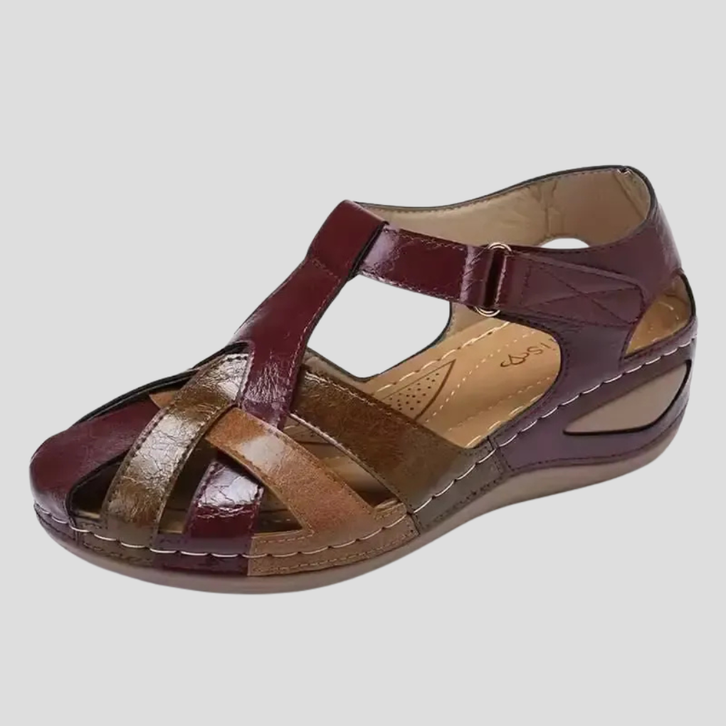 Ladies' Buckle Detail Ankle Wedge Sandals - Olytrend