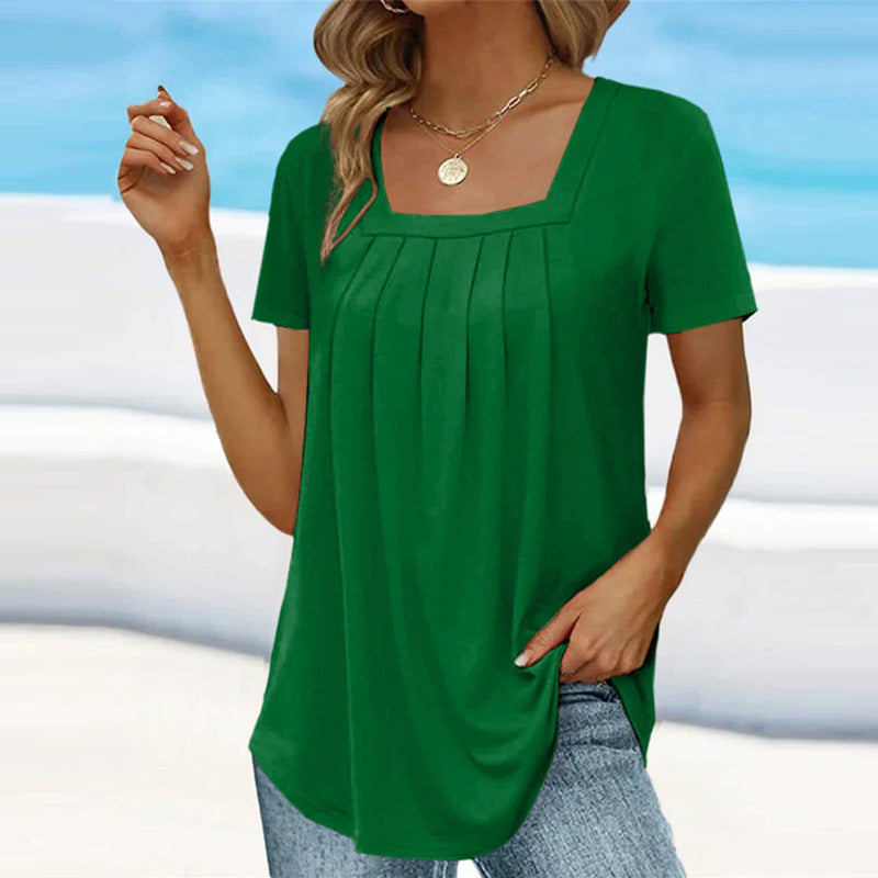 Image of Scarlett | Women's Square Neck Pleated Blouse