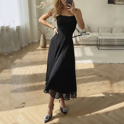 Elegant Women's Midi Dress with Flared Hem