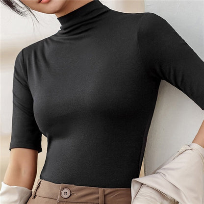 Comfortable Fitted Women's Roll Neck Sweater - Pexav