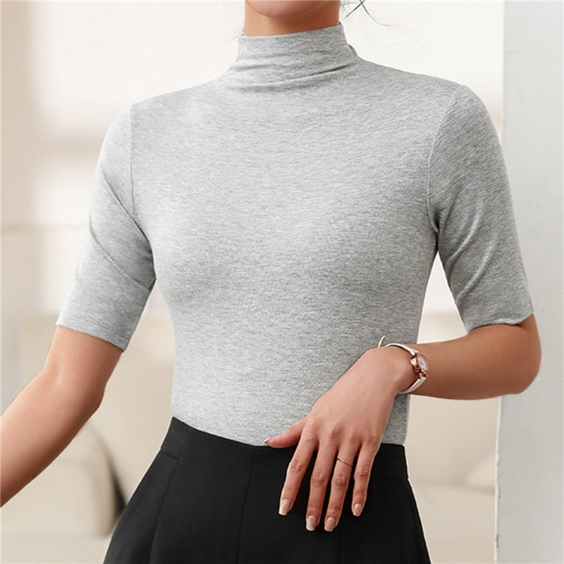 Seamless & Soft Women's Roll Neck Top with Figure-Hugging Fit - Arina-Gray-XS-Nora Luxe