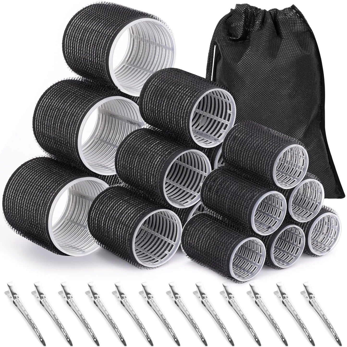Self-adhesive Hair Rollers Set – Multicolored Curling Pins-Black-Nora Luxe