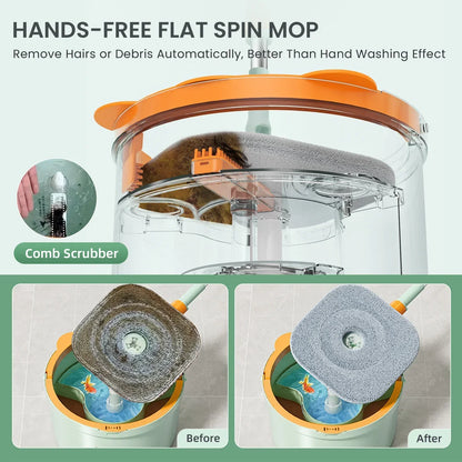 Self-Rotating Flat Mop with Bucket - Spin Mop-Set 1-Nora Luxe