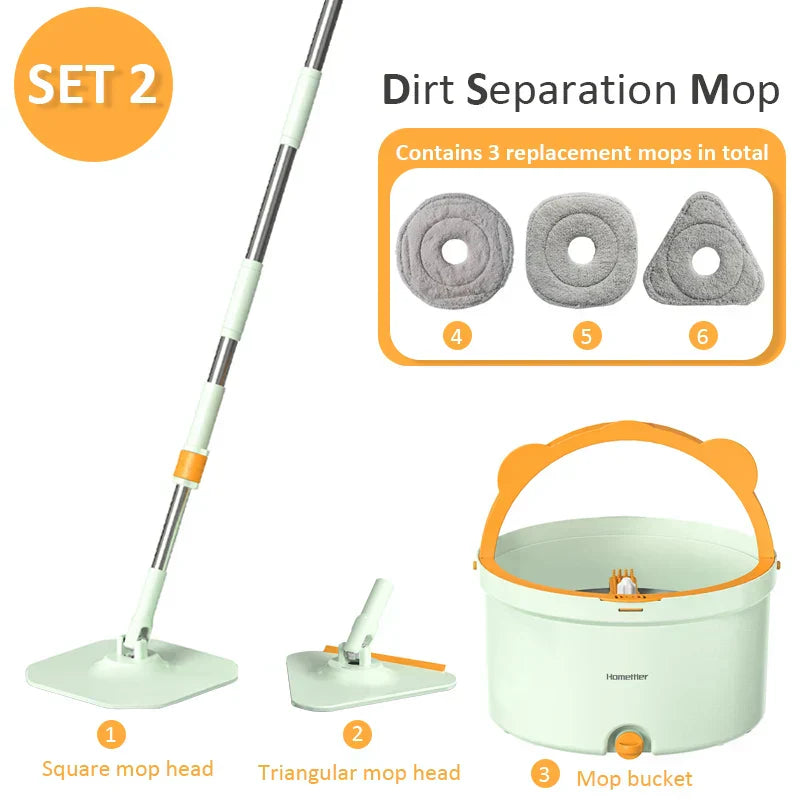 Self-Rotating Flat Mop with Bucket - Spin Mop-Set 1-Nora Luxe