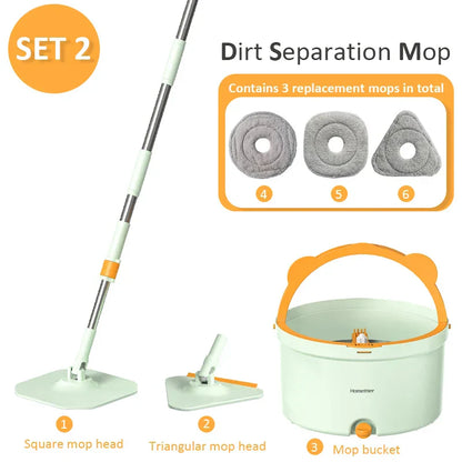 Self-Rotating Flat Mop with Bucket - Spin Mop-Set 1-Nora Luxe