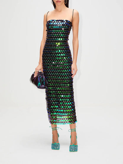 Sequin dress for a Sparkling Evening Look - Amira-Green-S-The Livary