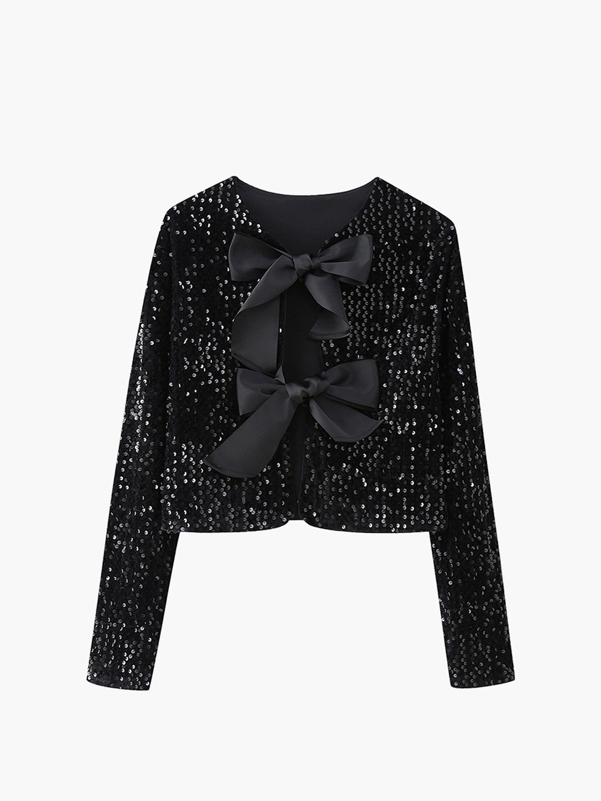 Glittering Soft Bow Knot Embellished Jacket