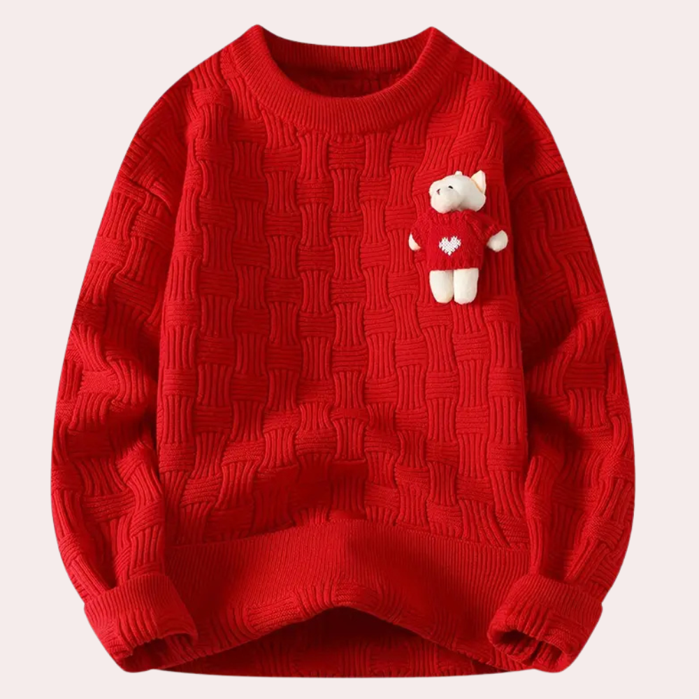 Cozy Women's Bear Graphic Sweater - Pexav