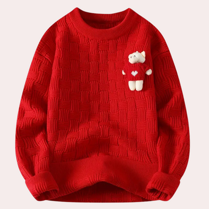 Cozy Women's Bear Graphic Sweater - Pexav