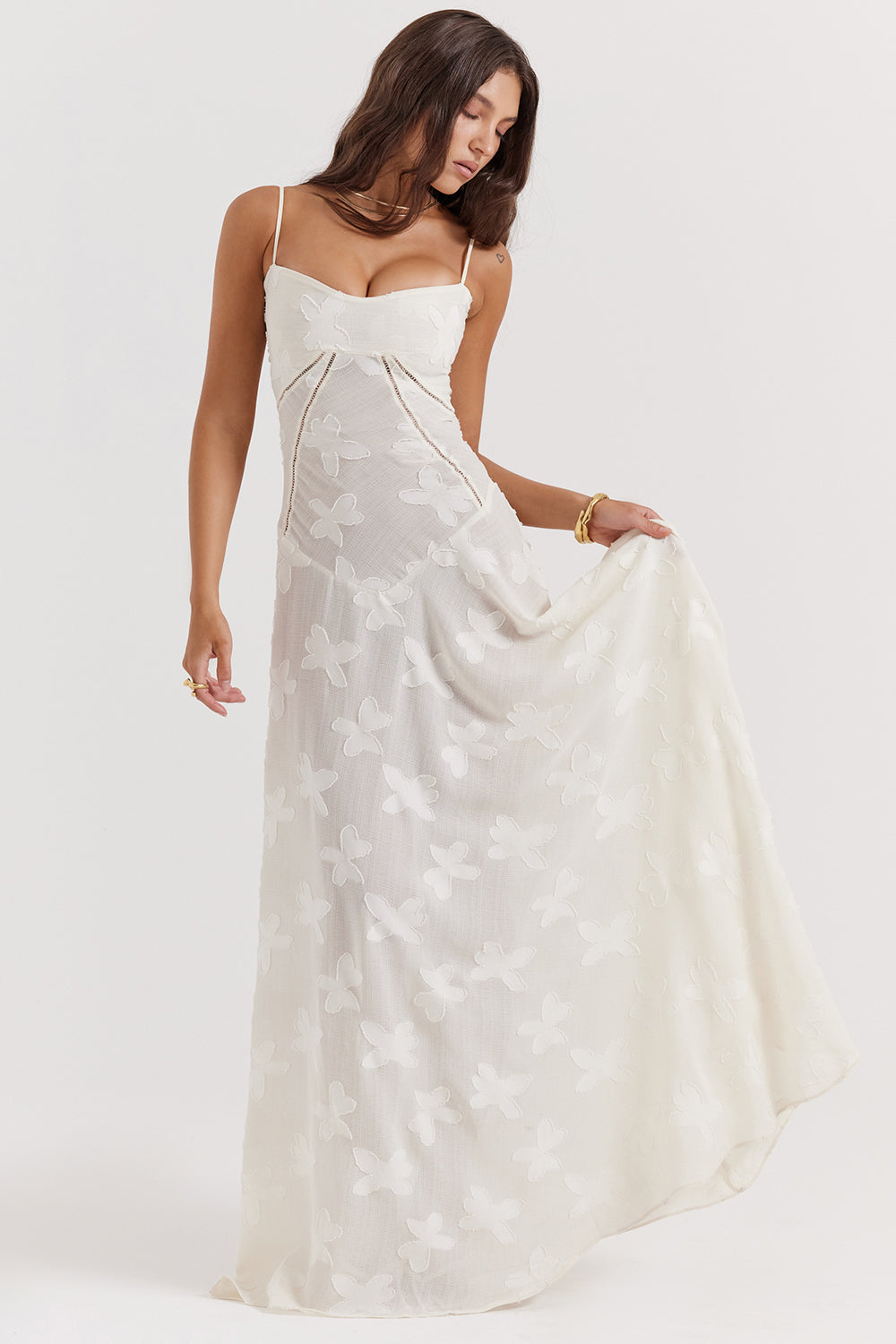 Elegant Women's Maxi Dress with Lace Detail - Nocini