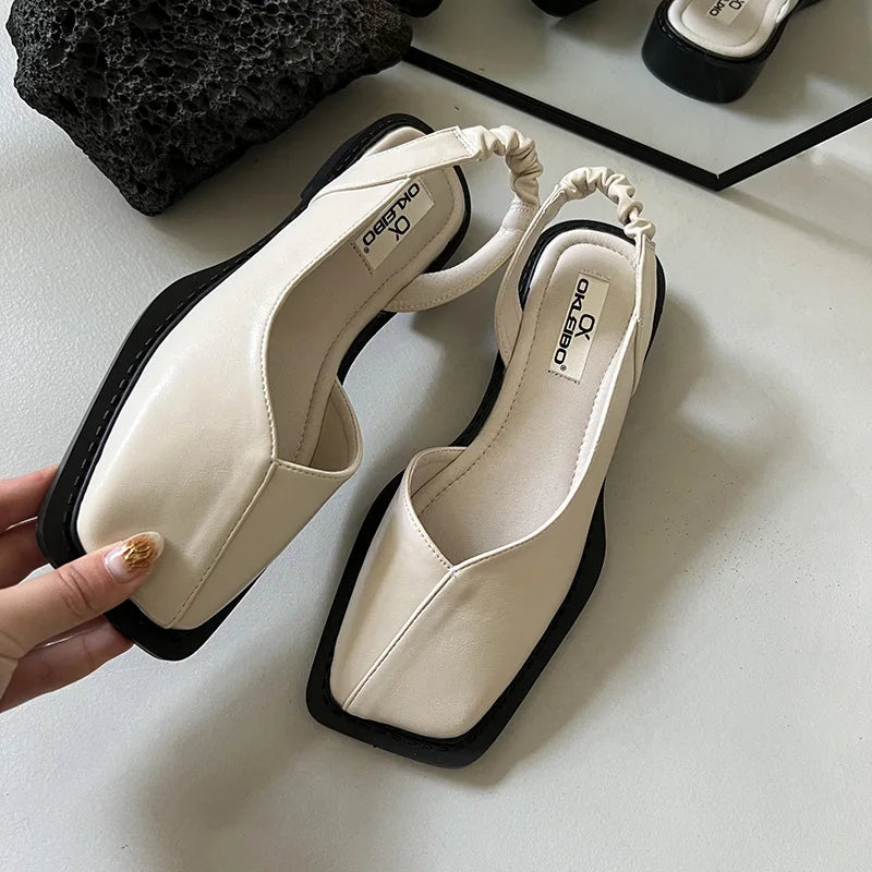 Image of Serena | Women's Square Toe Slingback Flats Sandals