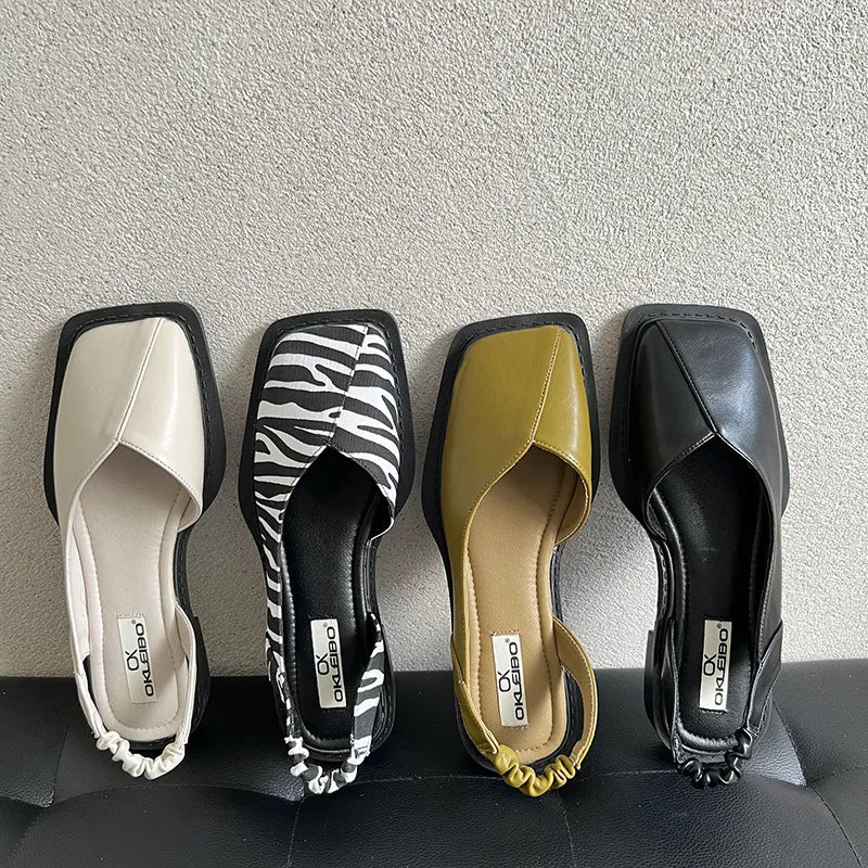 Image of Serena | Women's Square Toe Slingback Flats Sandals