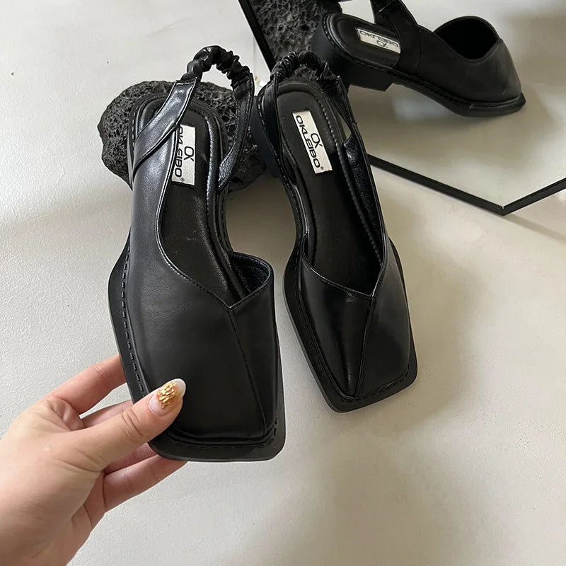 Image of Serena | Women's Square Toe Slingback Flats Sandals