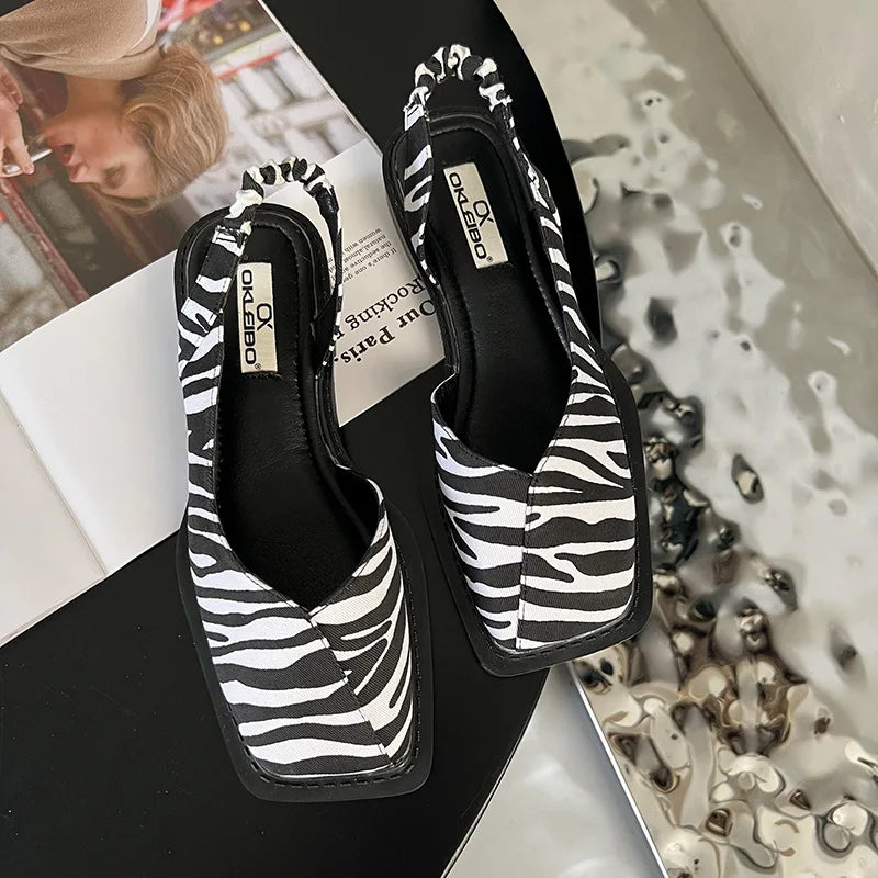 Image of Serena | Women's Square Toe Slingback Flats Sandals