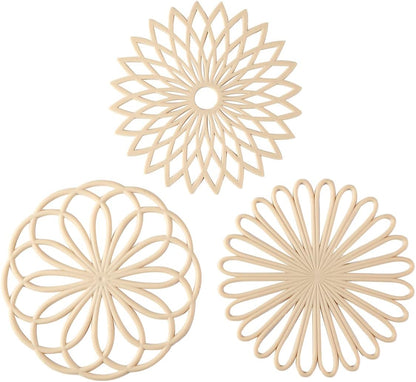 Set of 3 Silicone Coasters: Heat Resistant Heat Pads-Beige-Nora Luxe