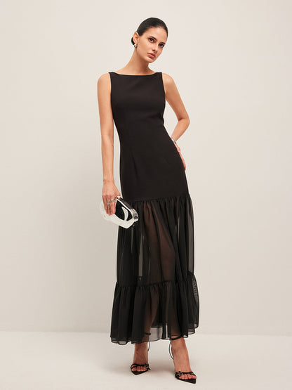 Flowy Ruffle Trim V-Neck Summer Dress