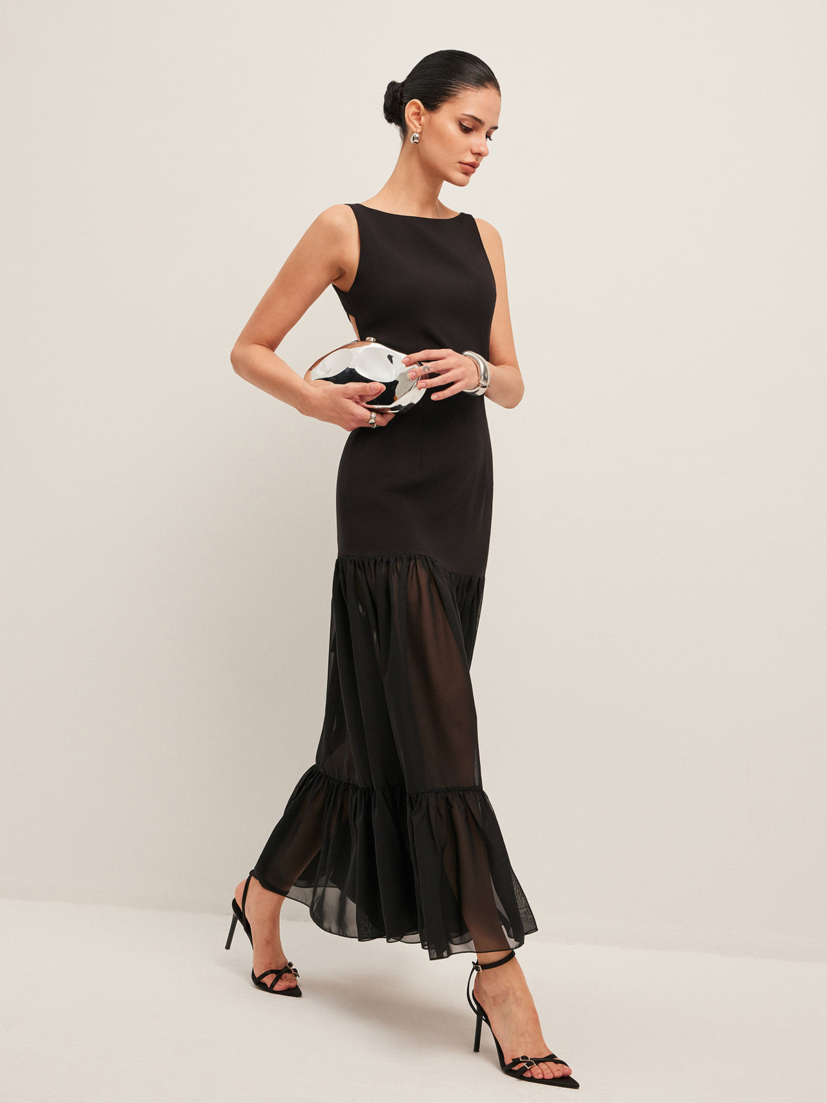Flowy Ruffle Trim V-Neck Summer Dress