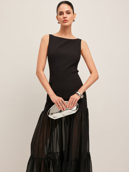 Flowy Ruffle Trim V-Neck Summer Dress