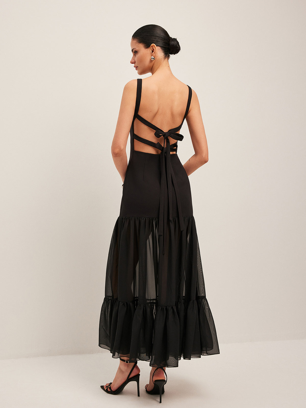 Flowy Ruffle Trim V-Neck Summer Dress - Pexav