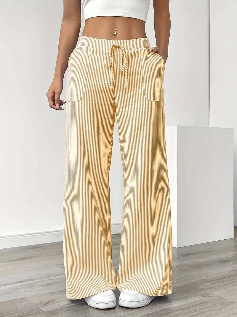 Comfy High Waisted Stripe Jogger Pants - Olytrend