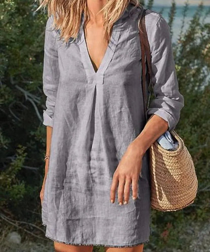 Chic Women's V Neck Short Sleeve Dress - Olytrend