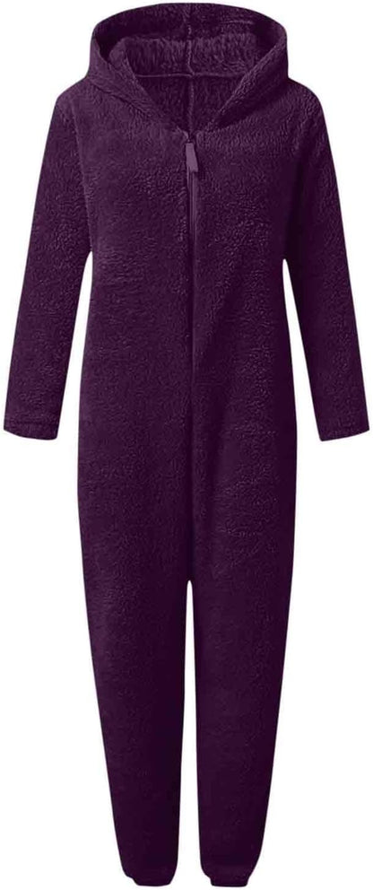 Sherpa Fuzzy Onesie with Hood - CozyCat-Olive Green-S-Nora Luxe