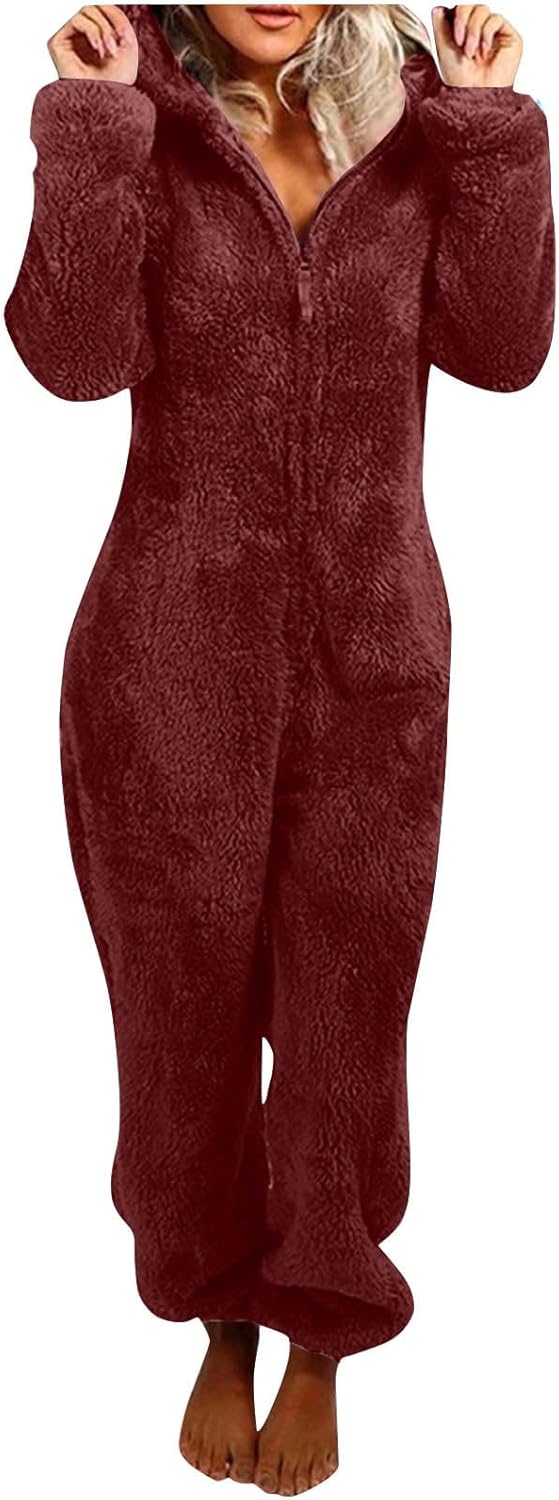 Plush Fleece Hooded Onesie - CozyCat - Pexav