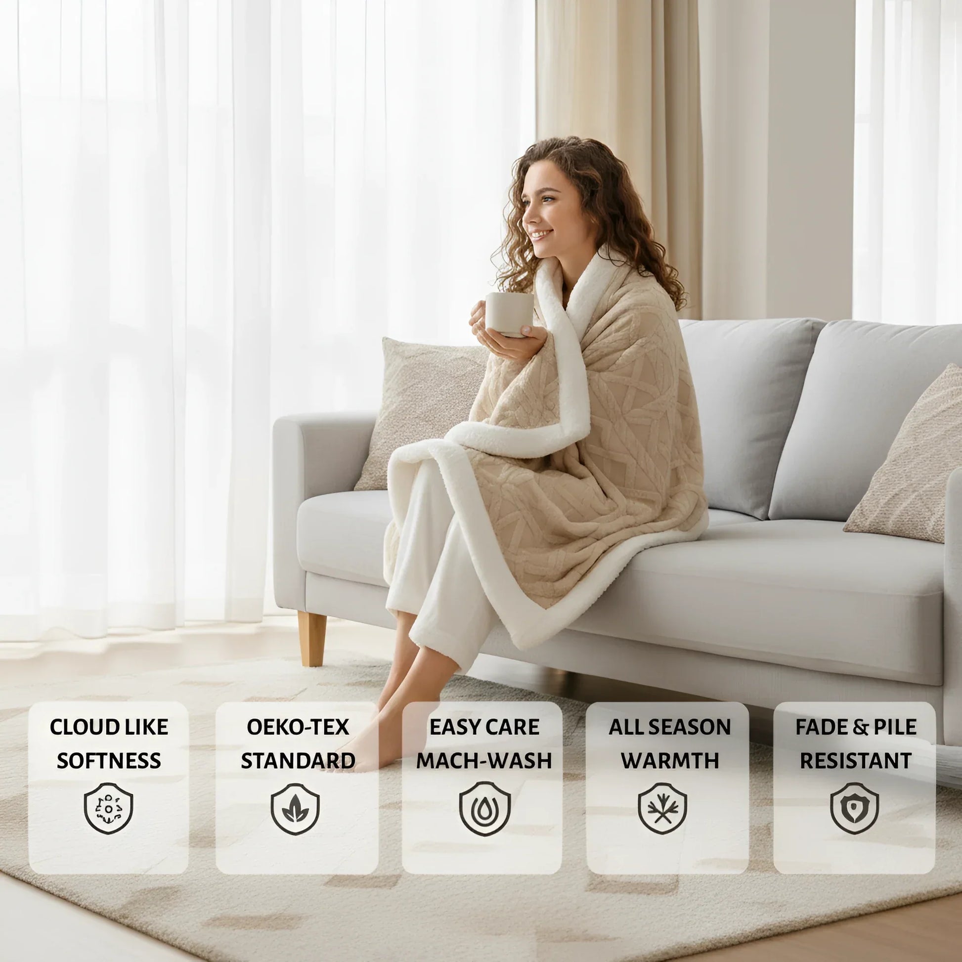 Contemporary Sherpa Fleece Throw Blanket