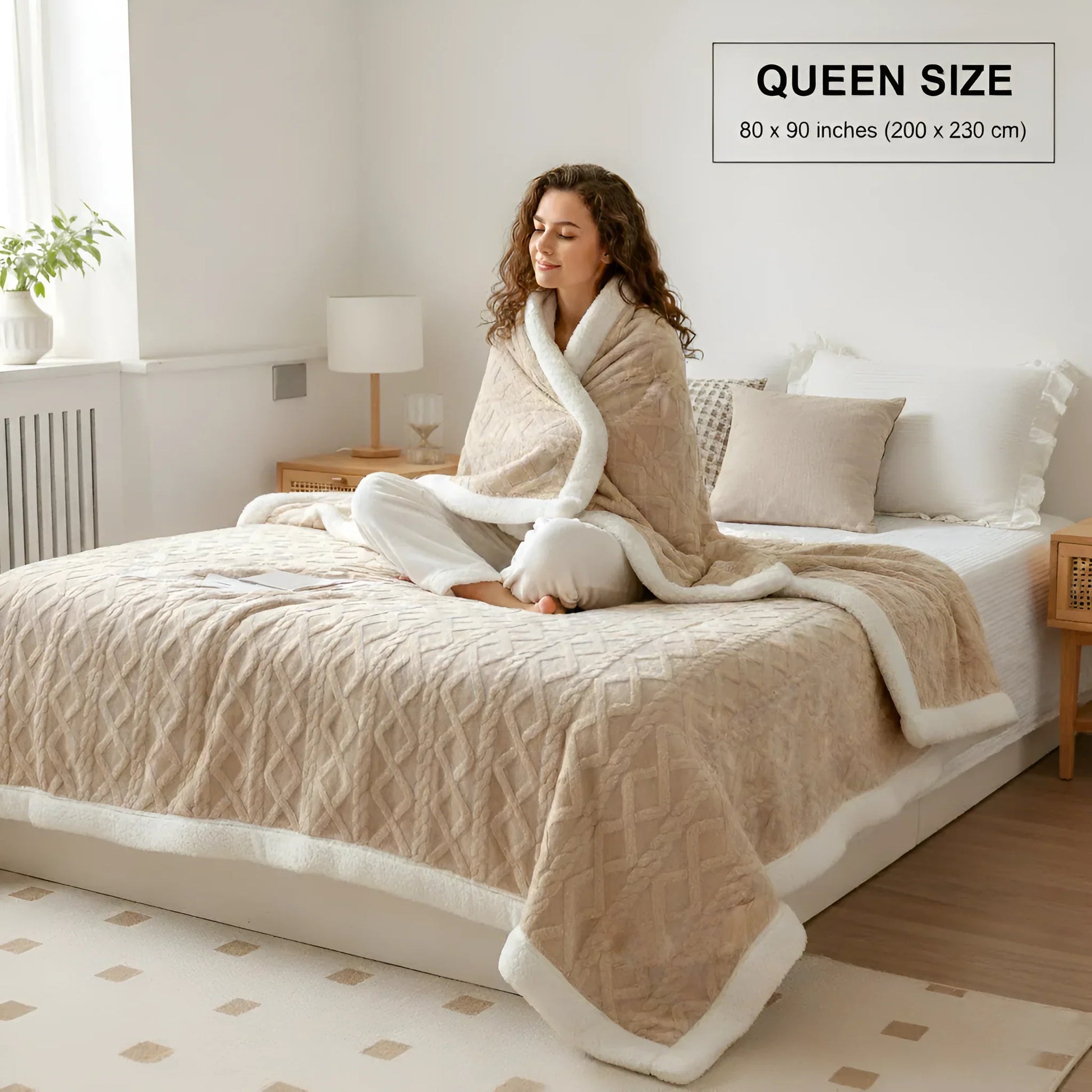 Contemporary Sherpa Fleece Throw Blanket