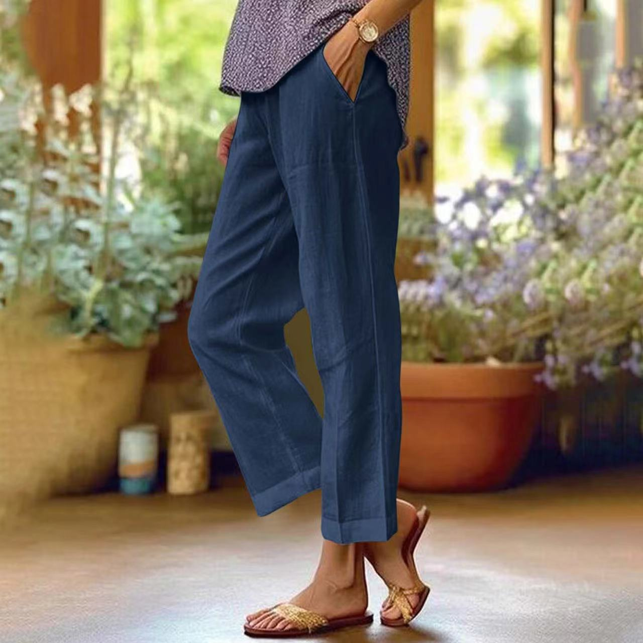 Women's Comfortable Loose Fit Crop Pants - Olytrend