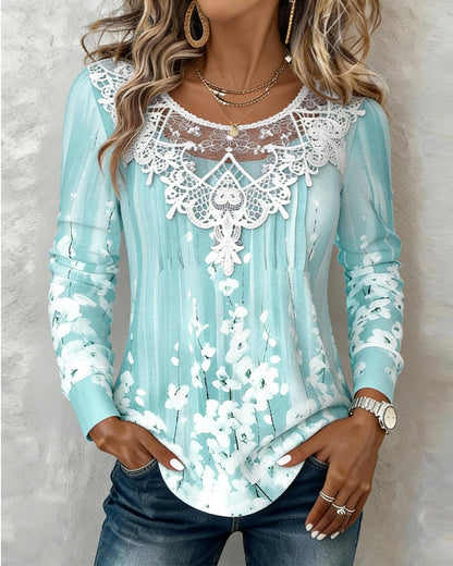 Elegant Ladies Lace Trim Top - Olytrend