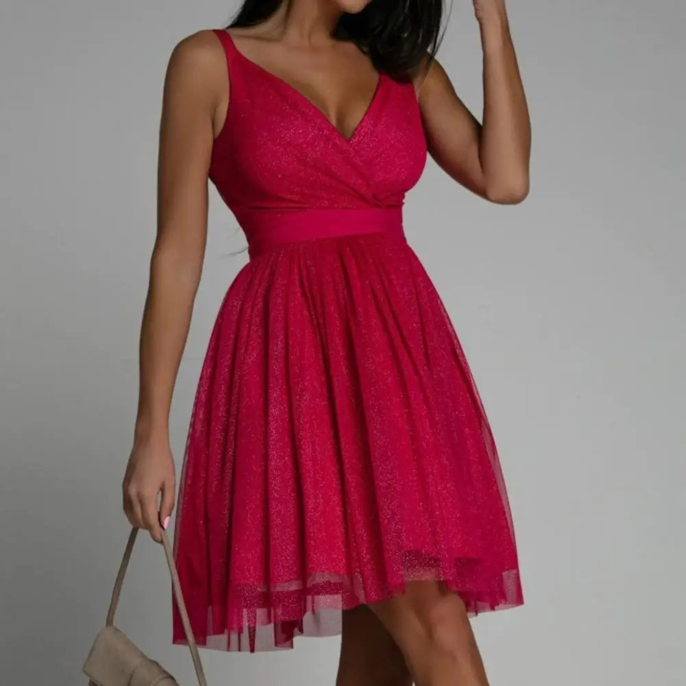 Shimmering Sequin Party Dress - Seraphina-Red-XS-Nora Luxe