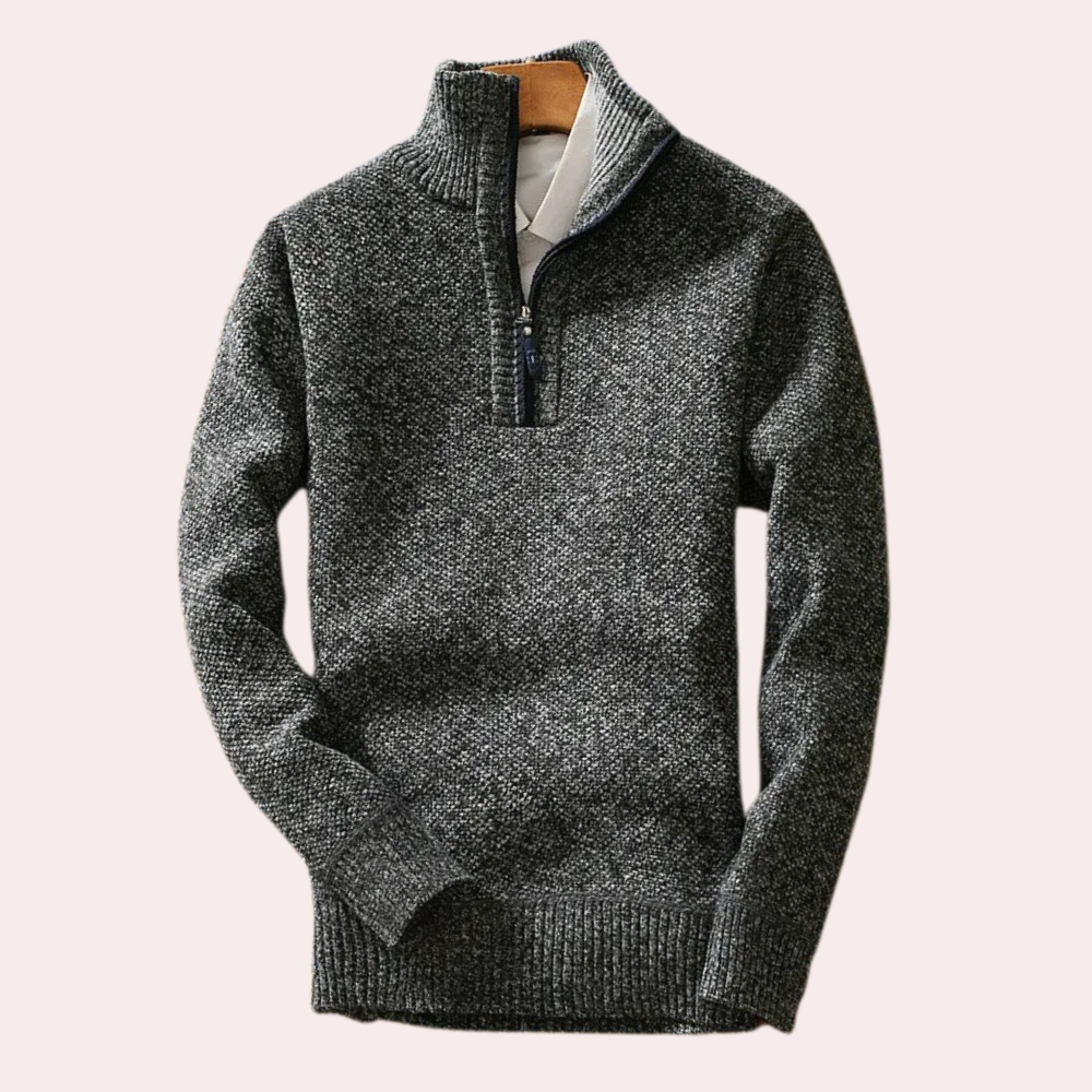 Men's High Neck Zip Up Sweater - Pexav
