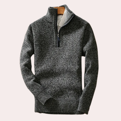 Men's High Neck Zip Up Sweater - Pexav