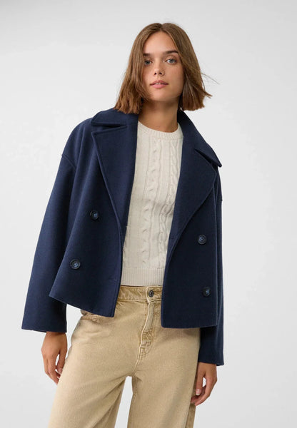 Warm Double-Breasted Wool Pea Coat Jacket