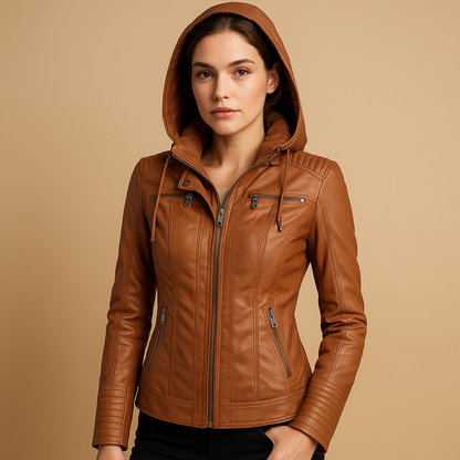 Short jacket with detachable hood for women | Iris - Nocini