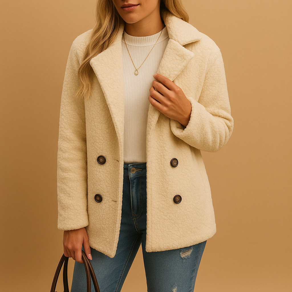 Warm Womens Short Parka Jacket with Buttons - Nocini
