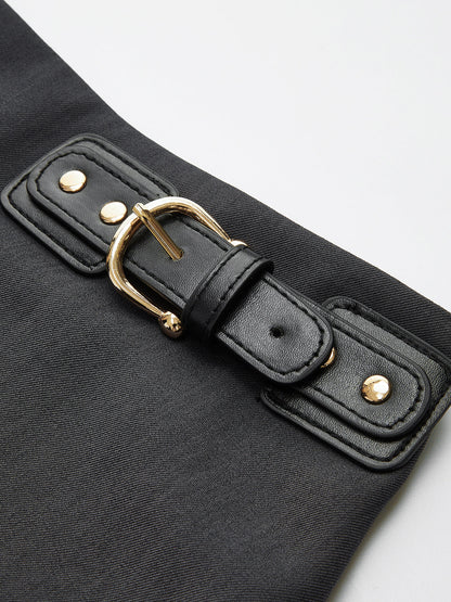 Flowy Waist Buckle Midi Skirt