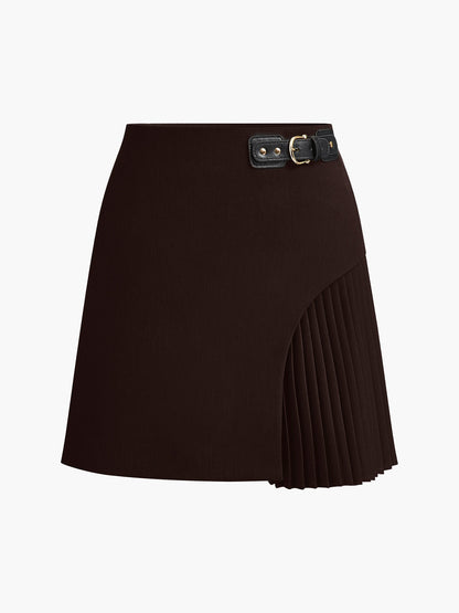 Flowy Waist Buckle Midi Skirt