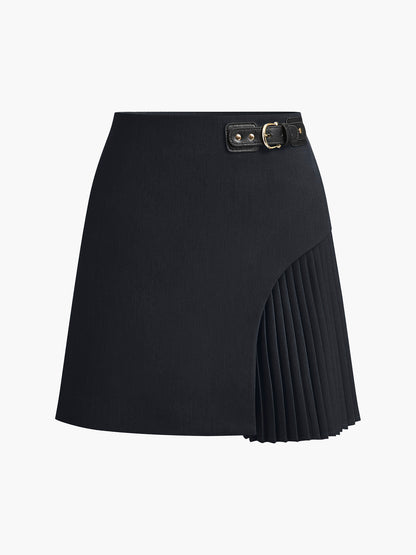 Flowy Waist Buckle Midi Skirt