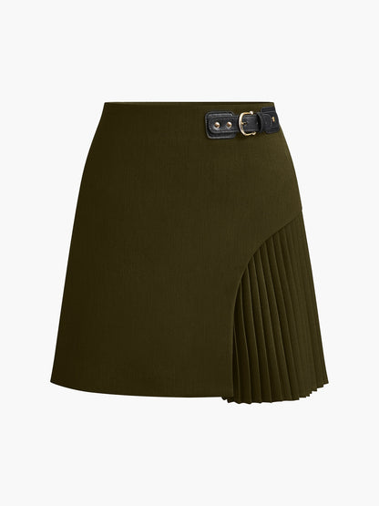 Flowy Waist Buckle Midi Skirt