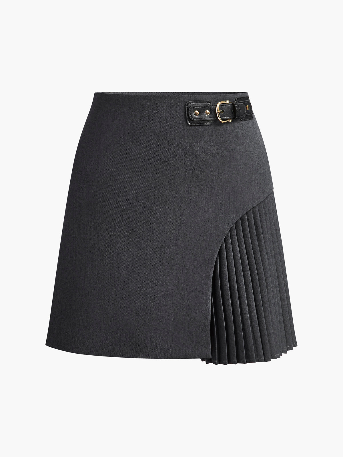 Flowy Waist Buckle Midi Skirt - Pexav