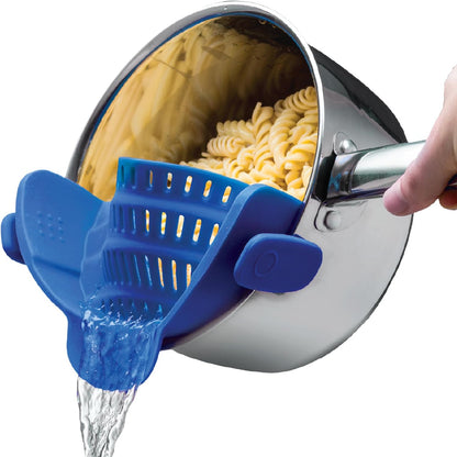 Silicone Clip-On Strainer – Heat-Resistant Colander for Pasta & Vegetables-Blue-Nora Luxe
