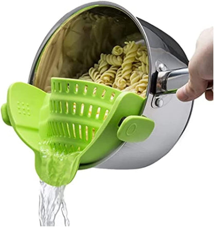 Silicone Clip-On Strainer – Heat-Resistant Colander for Pasta & Vegetables-Green-Nora Luxe