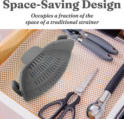 Silicone Clip-On Strainer – Heat-Resistant Colander for Pasta & Vegetables-Grey-Nora Luxe