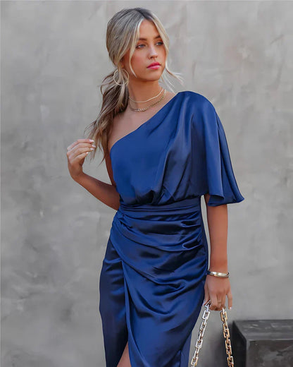 Silk Evening Dress - Seraphina-XS-Blue-Nora Luxe